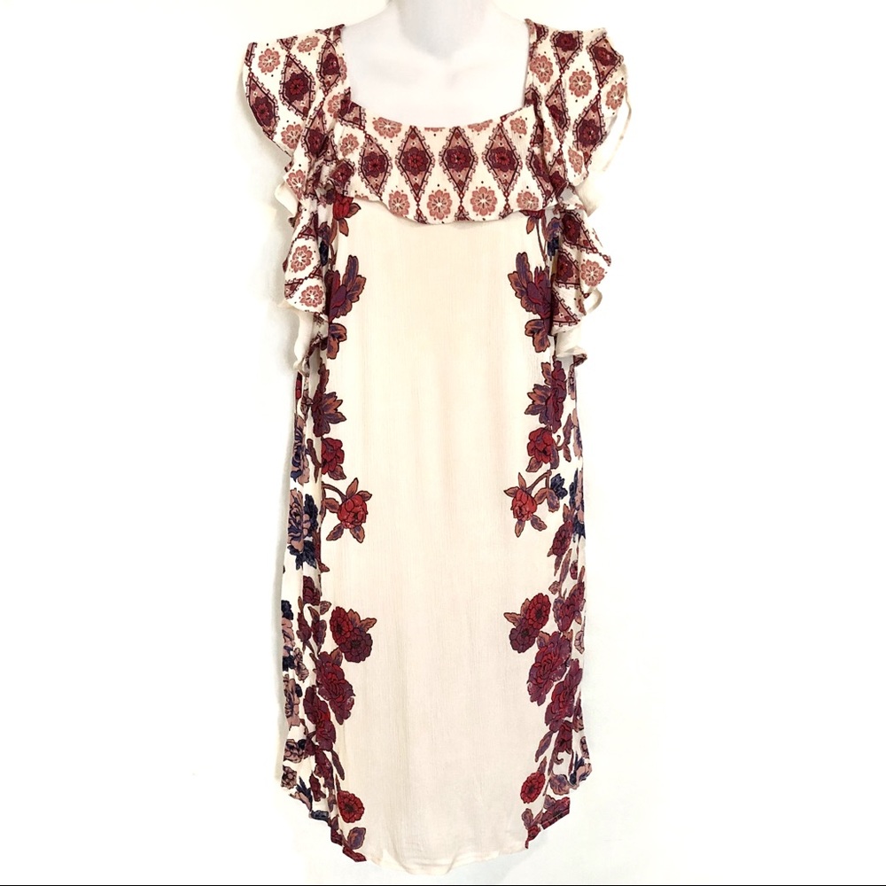 Floral Ruffle Boho Dress Medium